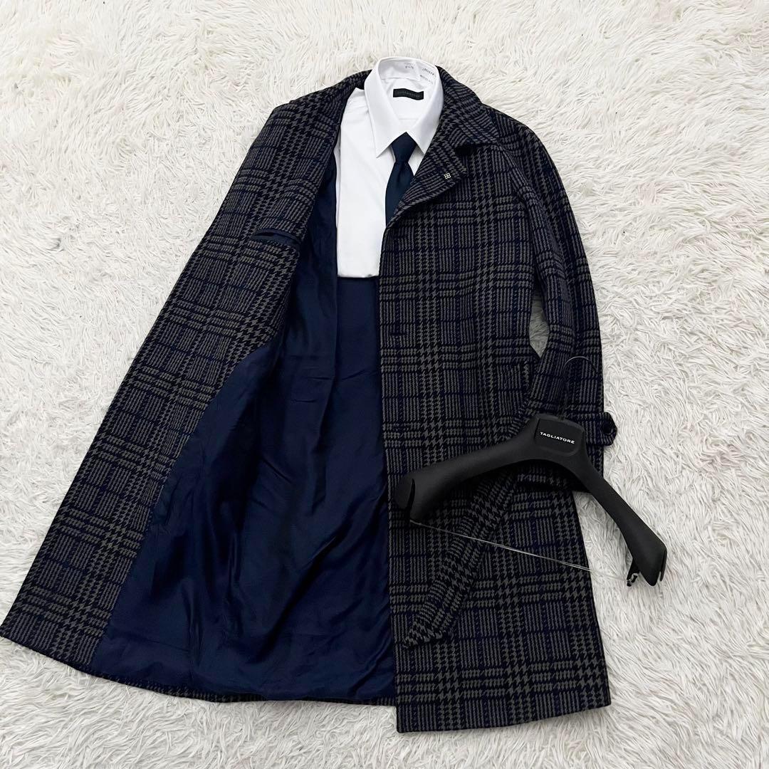 <極美品>TAGLIATORE 新ロゴ LARS ネイビー ベルデットコート44