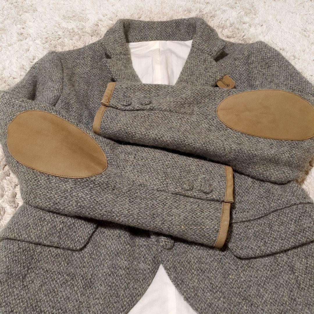 ビームスボーイ ハリスツイード レザー エルボーパッチ テーラードジャケット