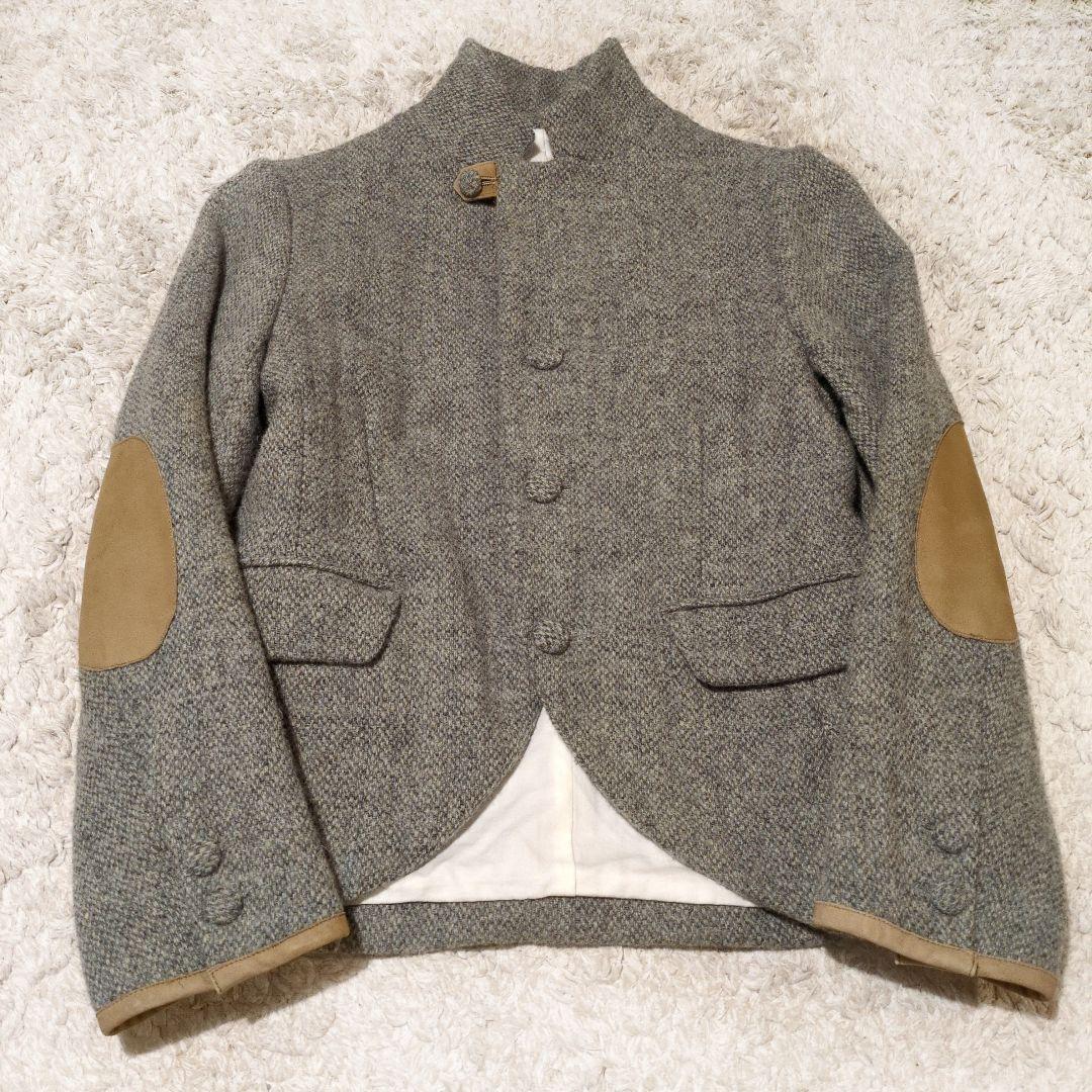 ビームスボーイ ハリスツイード レザー エルボーパッチ テーラードジャケット