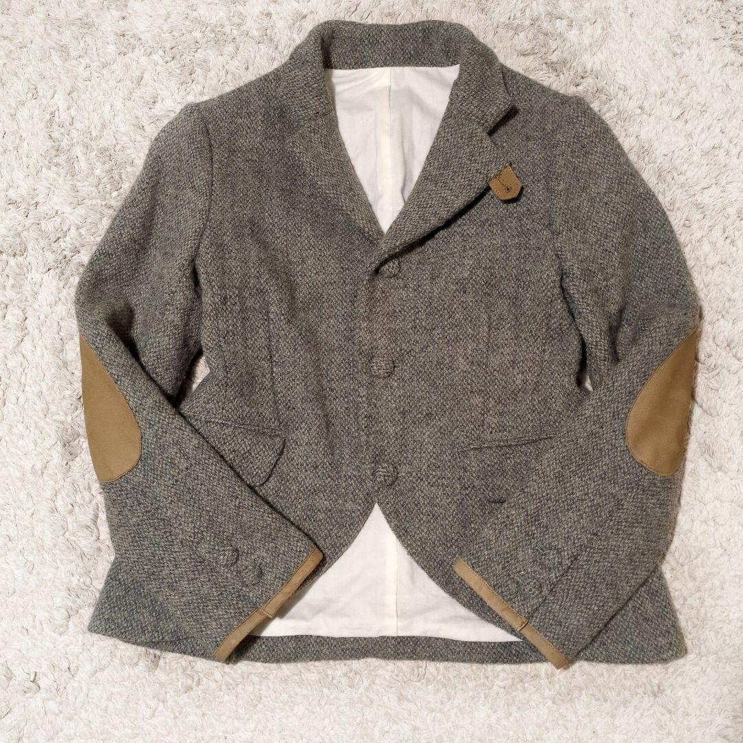 ビームスボーイ ハリスツイード レザー エルボーパッチ テーラードジャケット