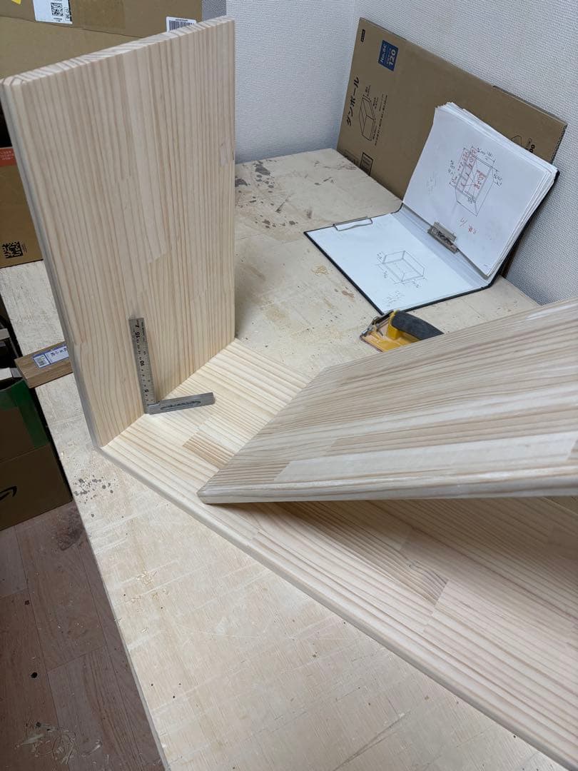 きち様　お見積もり分 コの字型テーブル　棚付き 材料　高品質パイン集成材