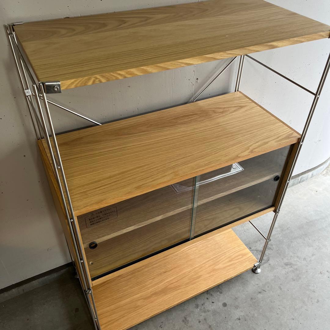 niconico★無印ステンレスユニットシェルフ　オーク材棚・カップボード