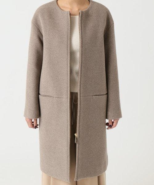 ★美品★ Noble ノーブル W/Ny ZIP ノーカラーコート