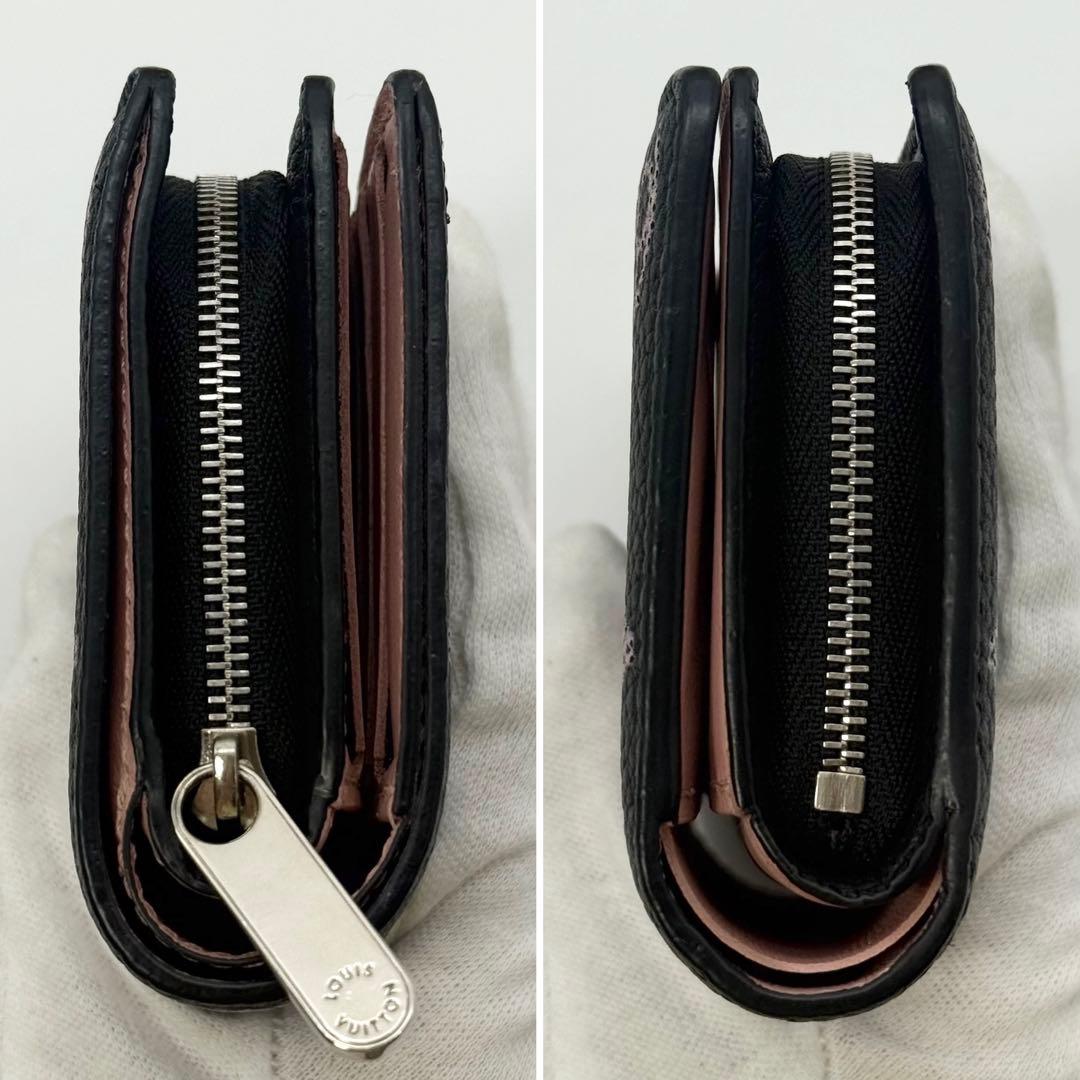 極美品 希少✨ルイヴィトン マヒナ フライトモード クレア 二つ折り財布黒ピンク