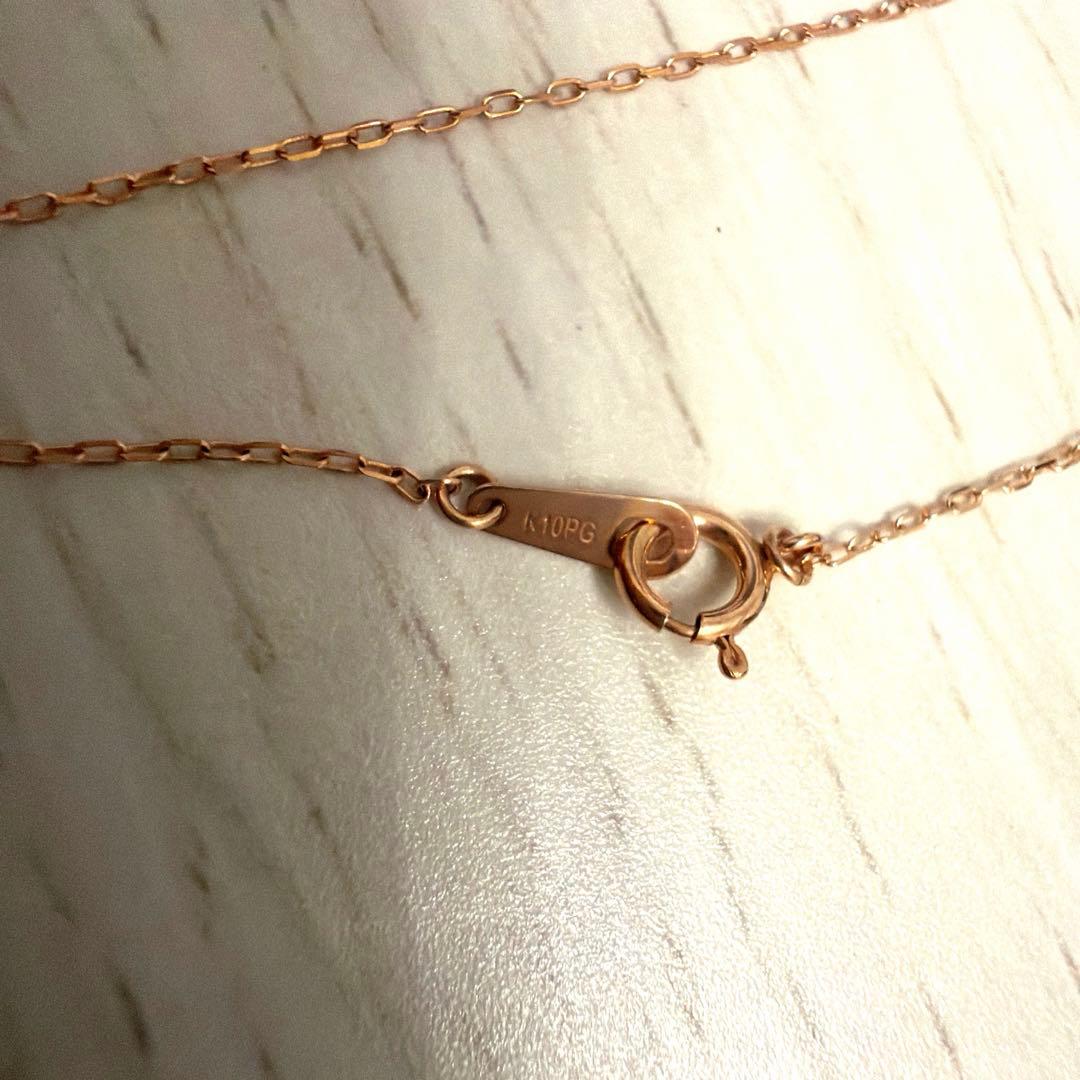 K10PG♡淡水パール/キュービックジルコニアネックレス