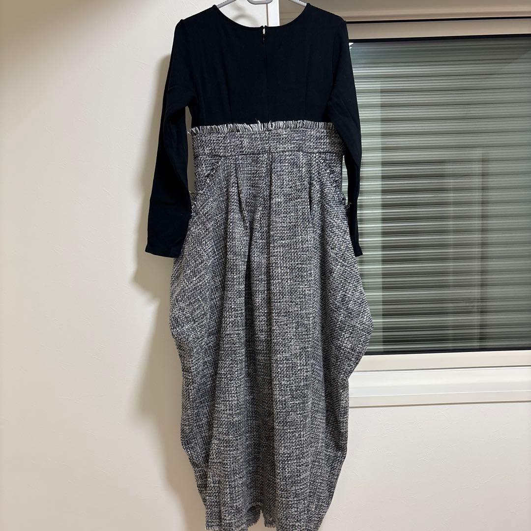 ワンピース acka docking tweed cocoon onepiece