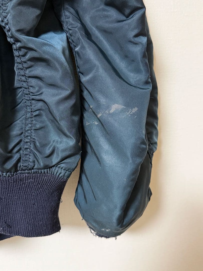 90sUSA製ALPHAアルファMA-1 フライトジャケットXLネイビー傷汚有