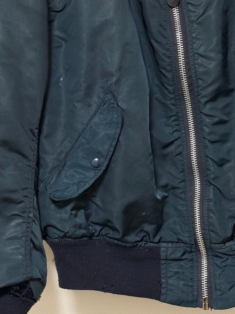 90sUSA製ALPHAアルファMA-1 フライトジャケットXLネイビー傷汚有