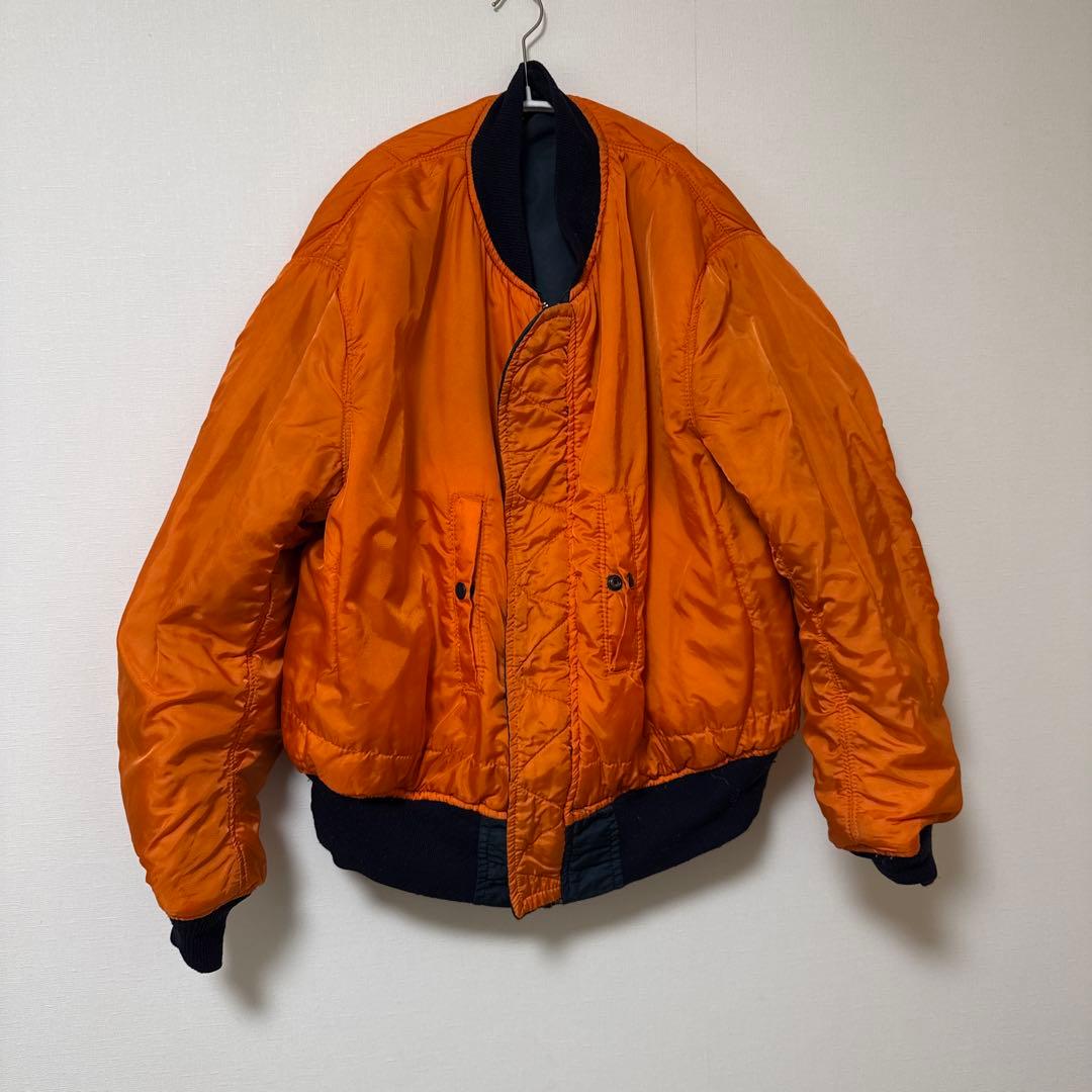 90sUSA製ALPHAアルファMA-1 フライトジャケットXLネイビー傷汚有