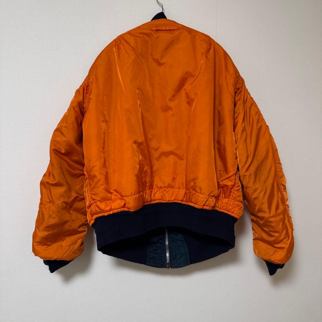 90sUSA製ALPHAアルファMA-1 フライトジャケットXLネイビー傷汚有