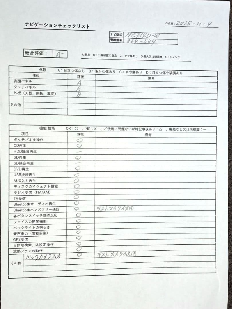 2017年版地図◆日産純正ナビ MC314D-W BT対応・地デジTV◆動作良好