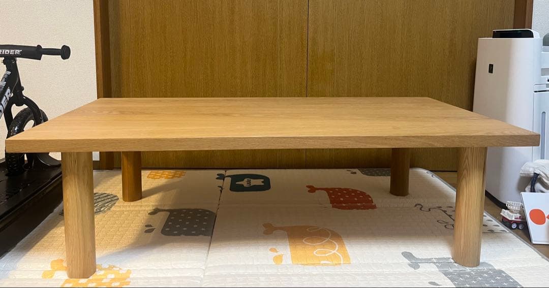 【美品】MUJI/無印良品 木製ローテーブル/オーク材120cm