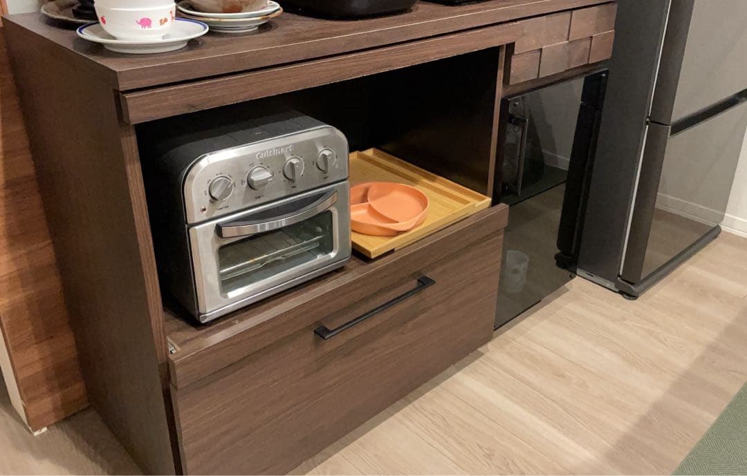 ※本日のみ特別価格　日本製　諸富家具 ブラウン木製食器棚・キッチンカウンター