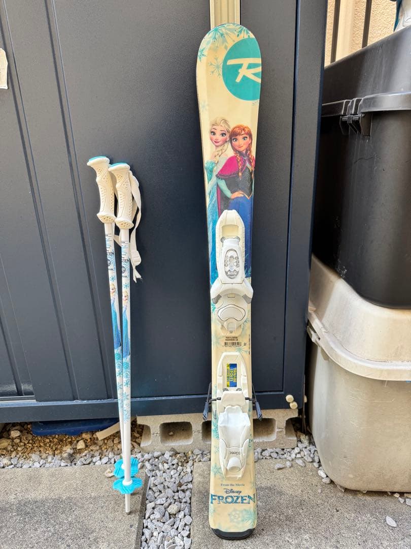 ロシニョール　アナ雪スキー板、ストック、ブーツ　ビンディング　セット