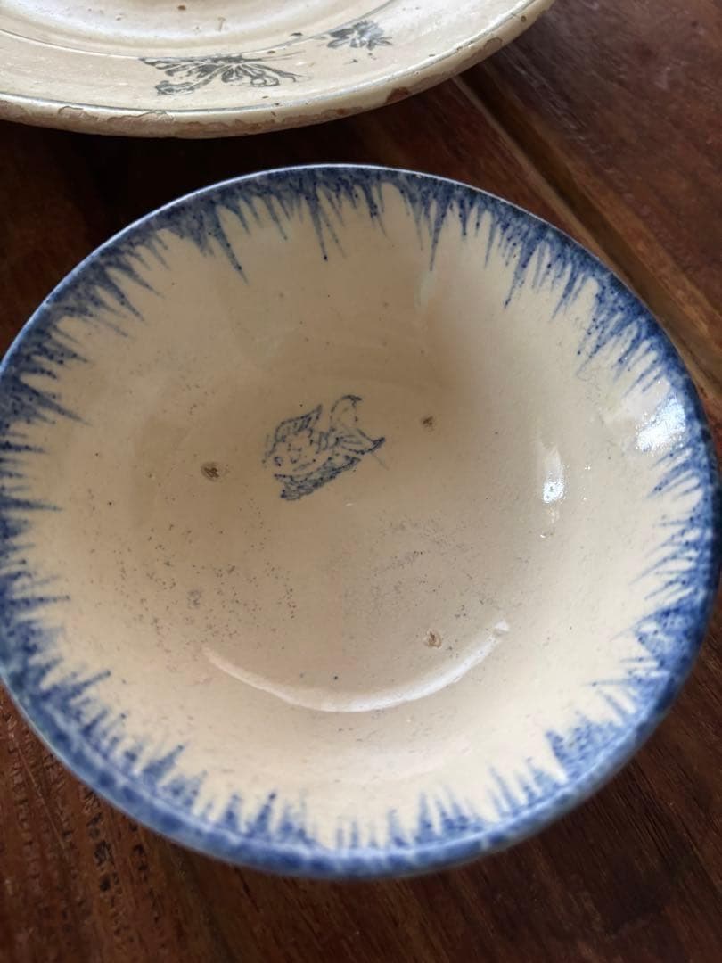 【4枚セット✨】デッドストック　ソンべ焼　ソンべ焼き　中皿　小皿ベトナム