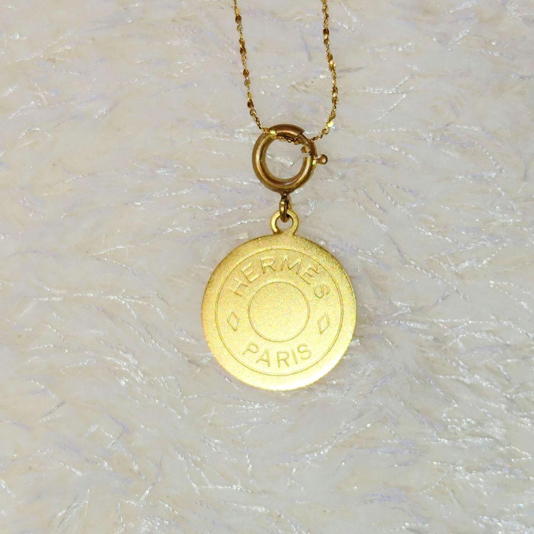 HERMES エルメス セリエ ペンダントトップ ゴールド チェーン社外品付