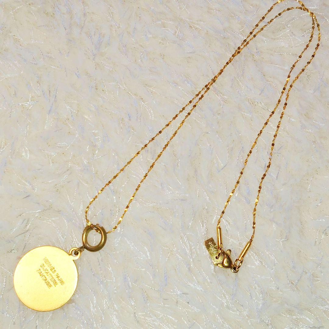 HERMES エルメス セリエ ペンダントトップ ゴールド チェーン社外品付