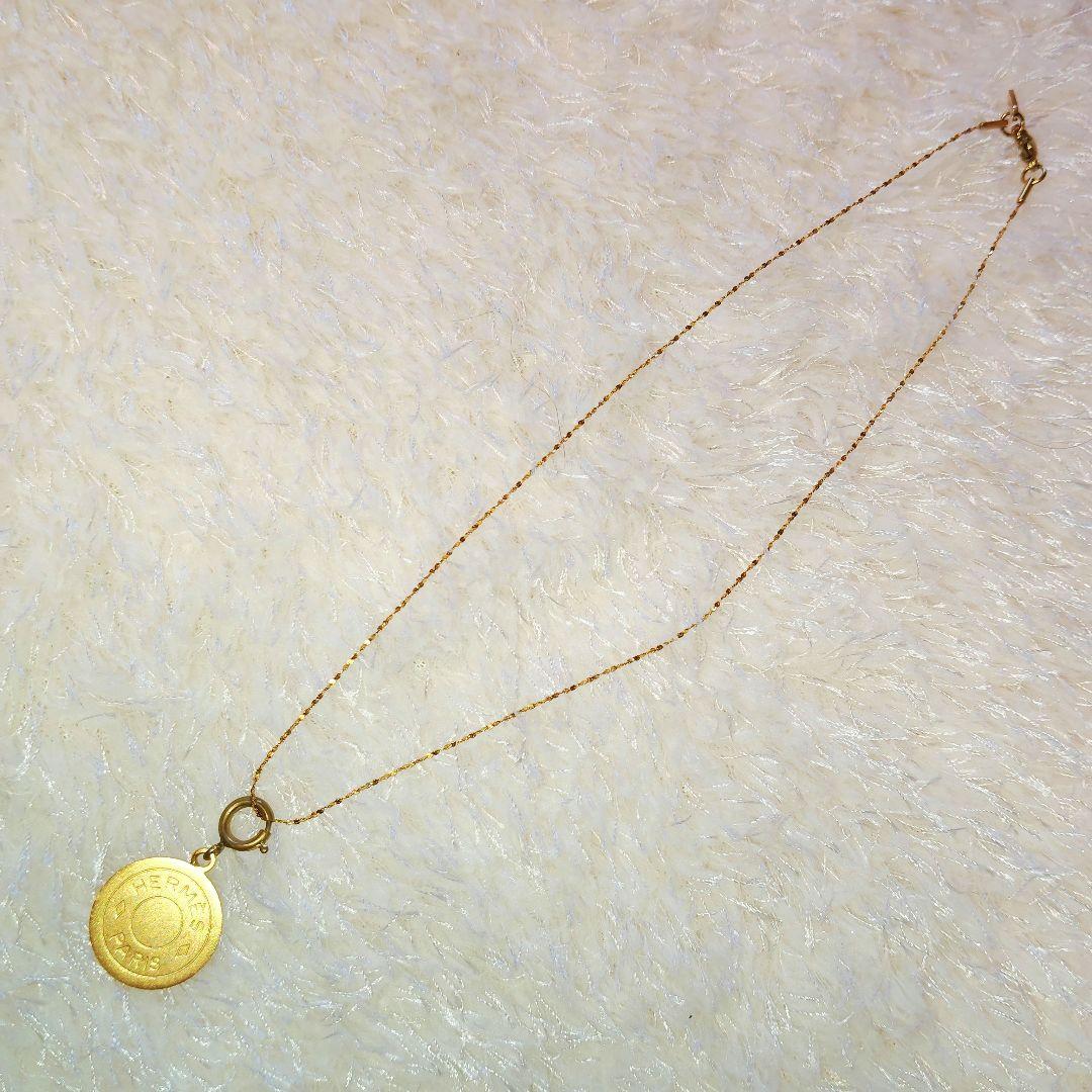 HERMES エルメス セリエ ペンダントトップ ゴールド チェーン社外品付