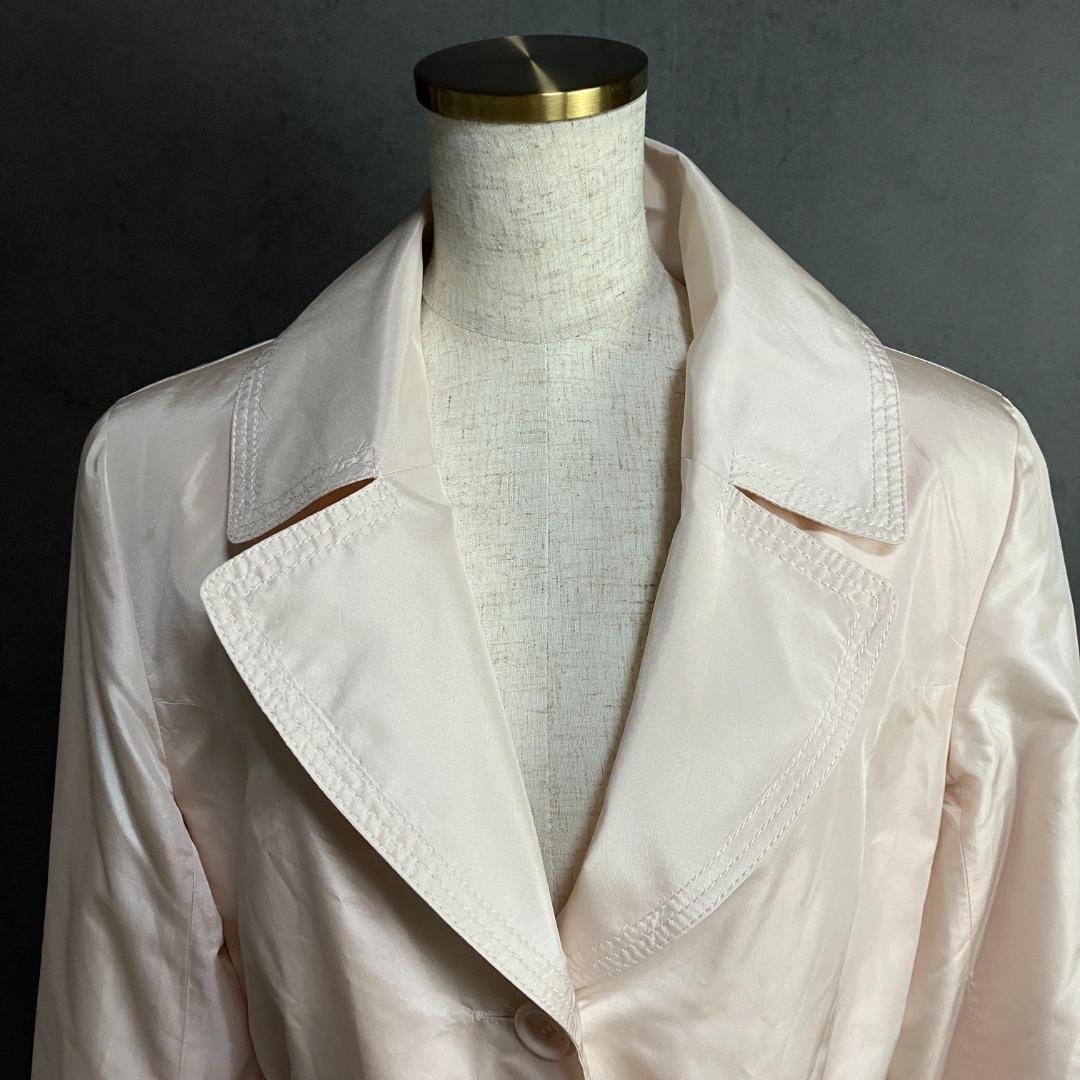 未使用級✨クレージュ シルク100% 中綿トレンチコート L相当 ライトピンク