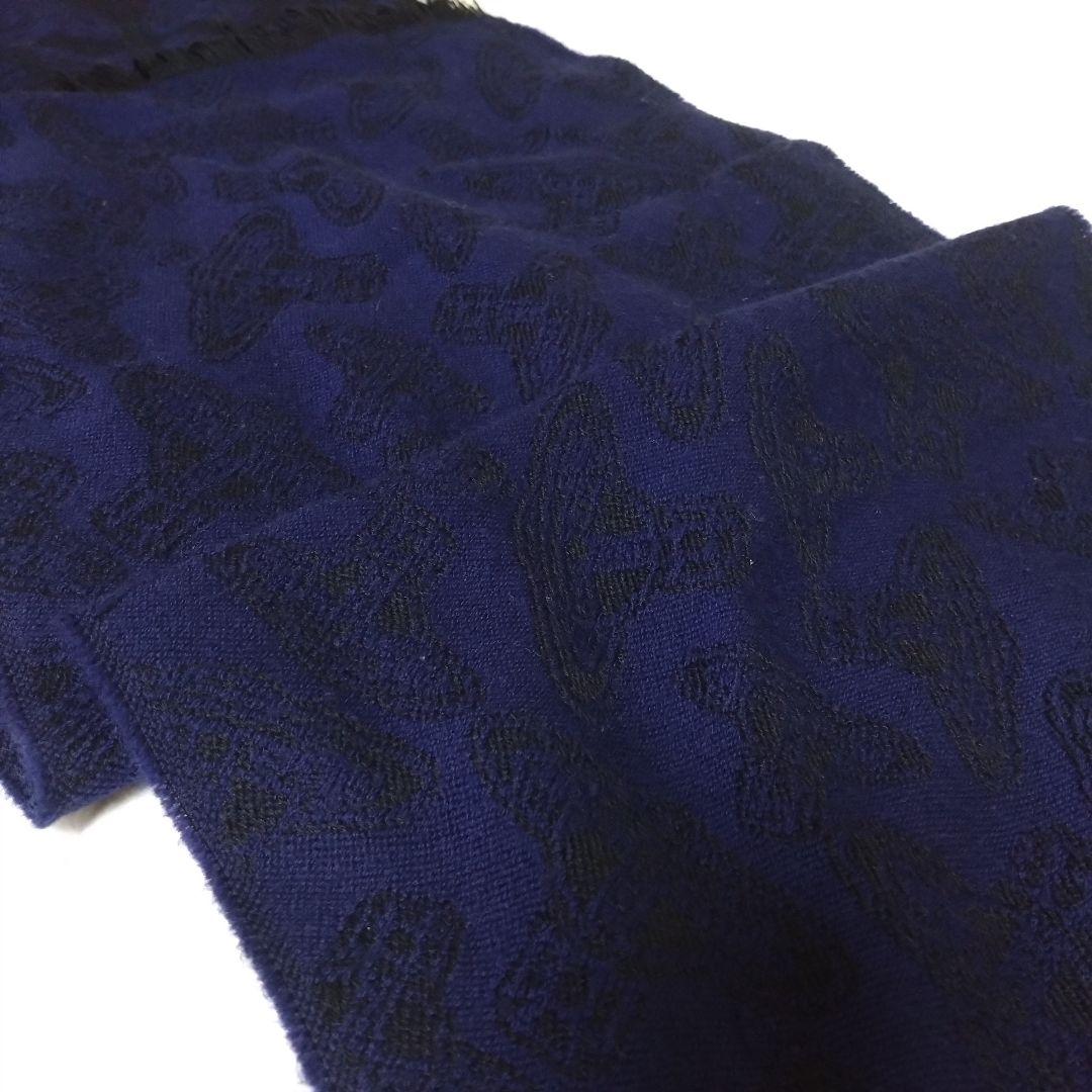 ヴィヴィアンウエストウッド マフラー ストール オーブ 総柄 ネイビー ウール