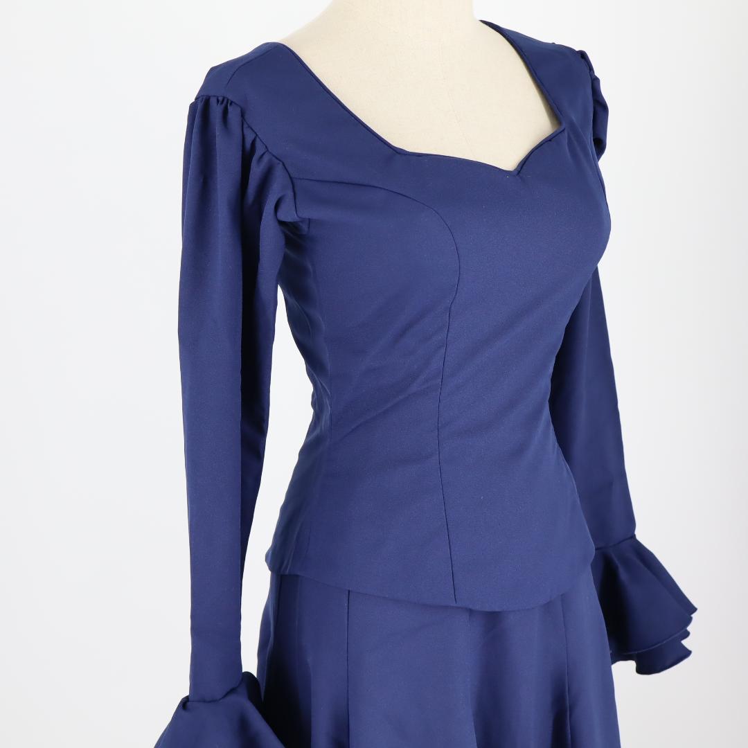 【美品 フラメンコ衣装】ネイビー ブラウス ファルダ シージョ セット