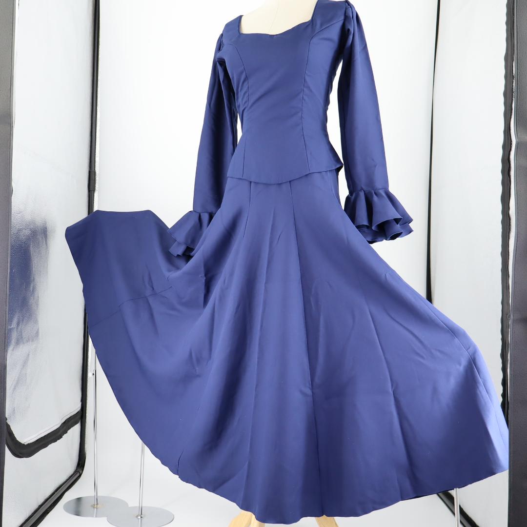 【美品 フラメンコ衣装】ネイビー ブラウス ファルダ シージョ セット