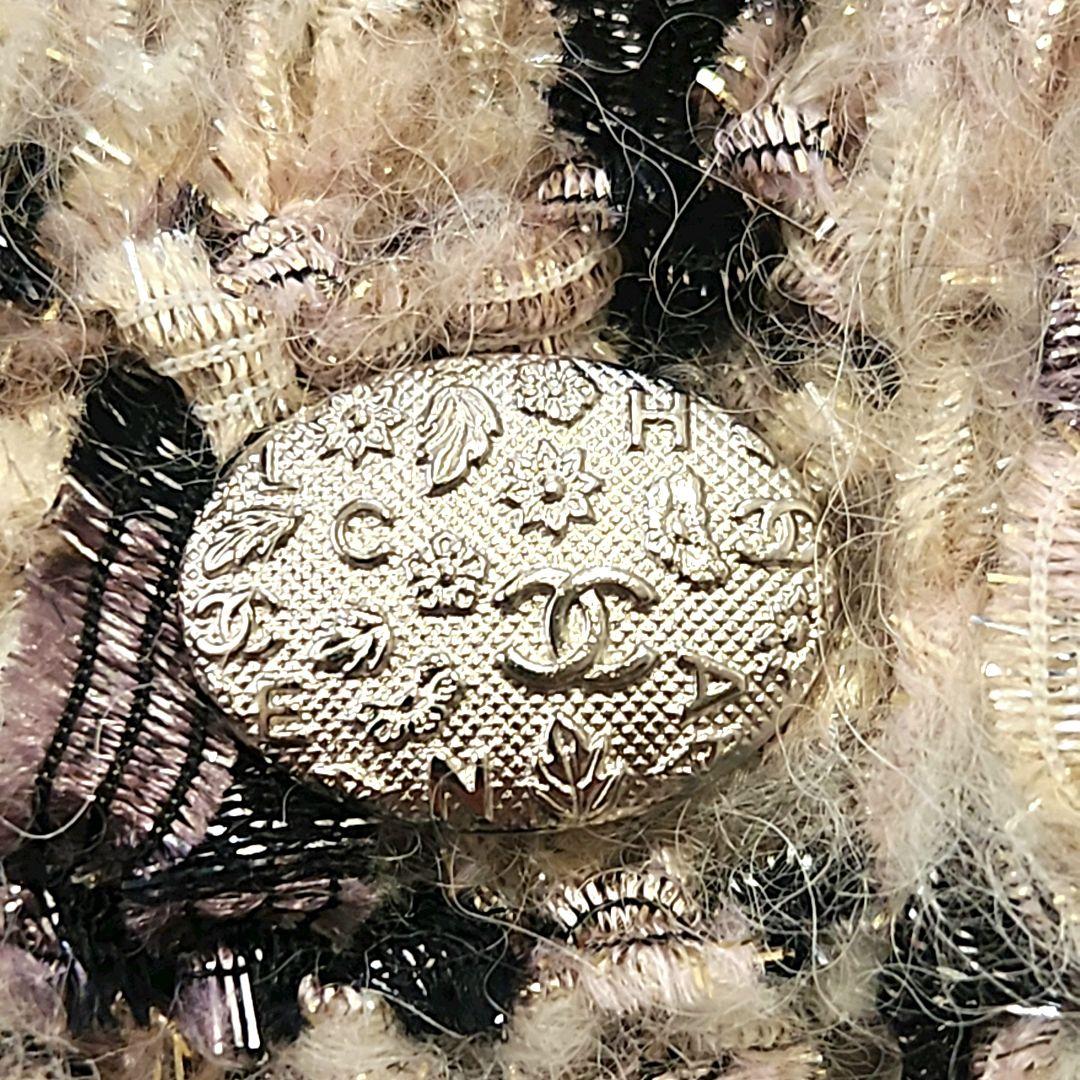 美品 【CHANEL】 シャネル ラメ ツイード ニット マフラー ストール