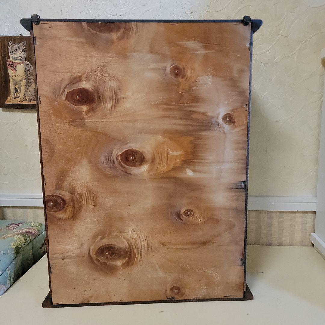 木製ガラスキャビネット　ガラス板1枚　ヴィンテージ