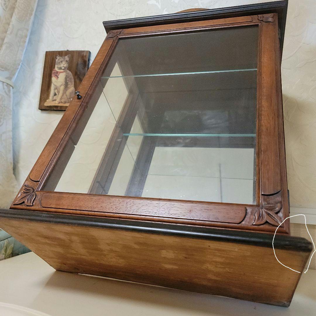 木製ガラスキャビネット　ガラス板1枚　ヴィンテージ