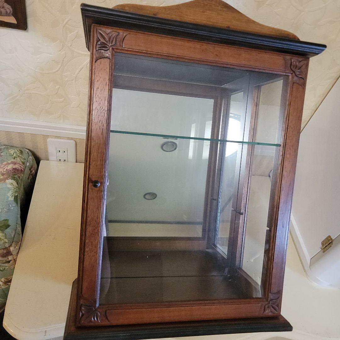 木製ガラスキャビネット　ガラス板1枚　ヴィンテージ