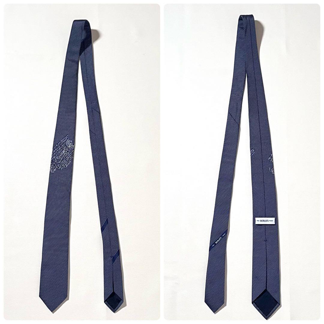 【極美品】BERLUTI/ベルルッティ　ナロー ネクタイ　カリグラフィ　現行