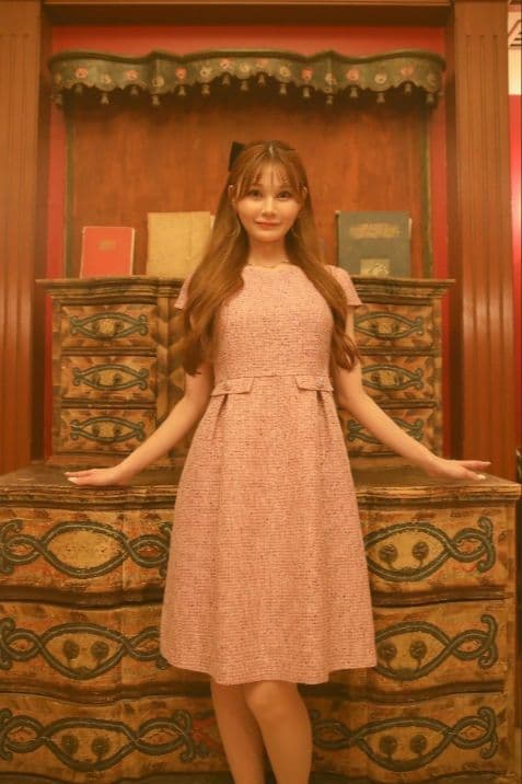 美品 marry me マリーミー　ツイード ワンピース　ピンク