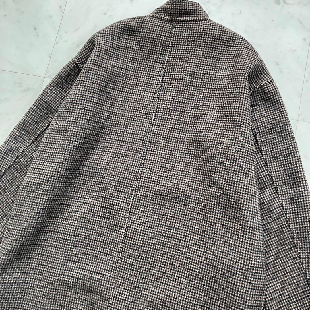 プラージュ ウールリバーコート リバーシブル ブラウン チェック 38