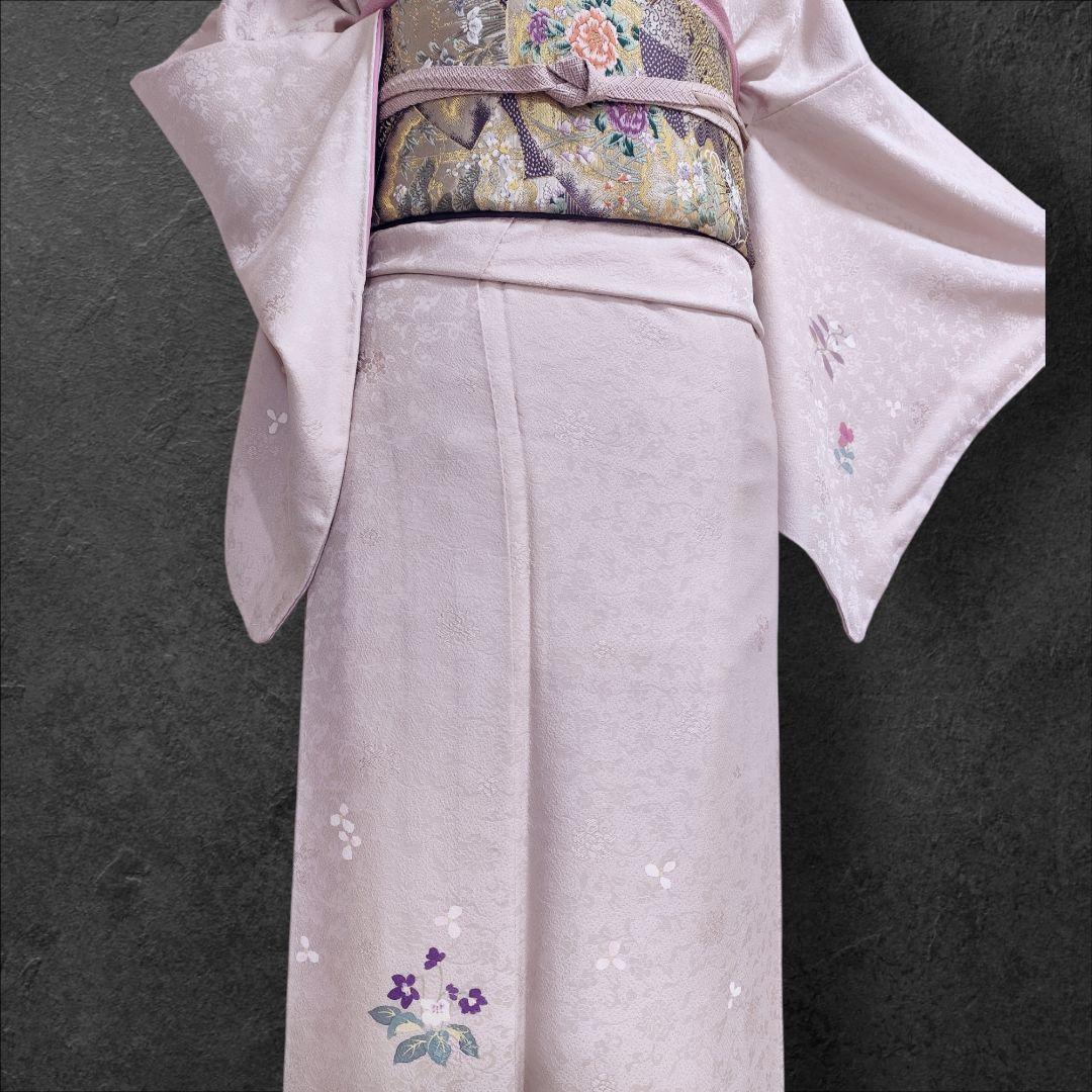 ❰6555❱ フルセット　付け下げ　桜鼠　付下げ　袋帯　入学式　卒業式　正絹着物