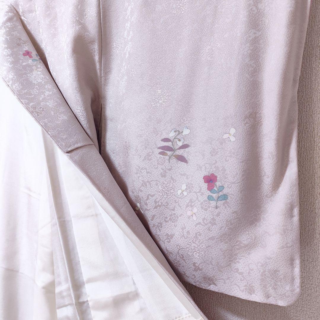 ❰6555❱ フルセット　付け下げ　桜鼠　付下げ　袋帯　入学式　卒業式　正絹着物