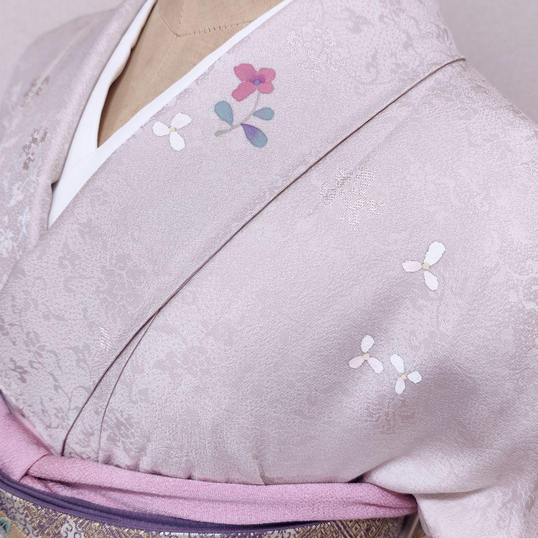 ❰6555❱ フルセット　付け下げ　桜鼠　付下げ　袋帯　入学式　卒業式　正絹着物