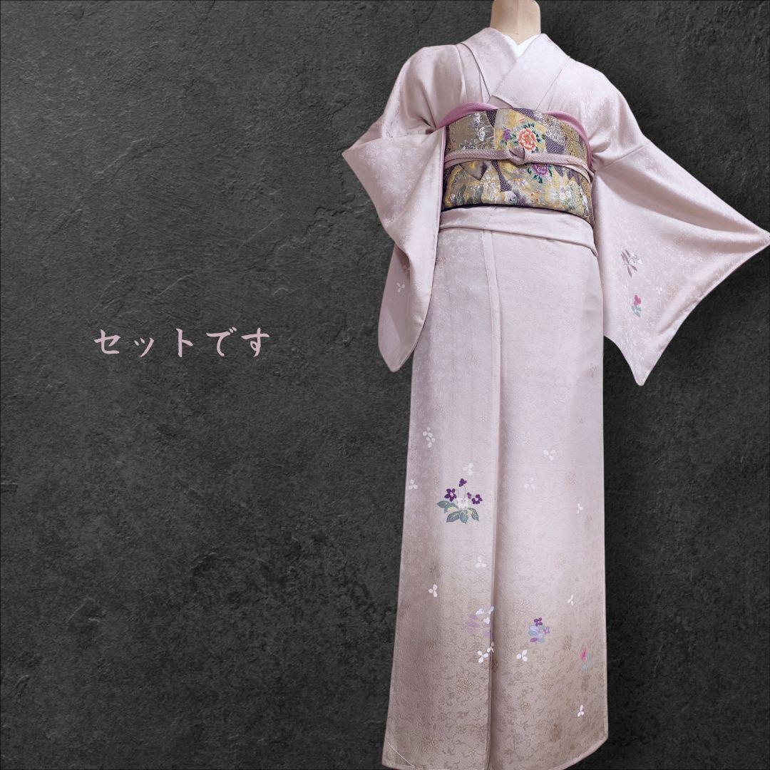 ❰6555❱ フルセット　付け下げ　桜鼠　付下げ　袋帯　入学式　卒業式　正絹着物