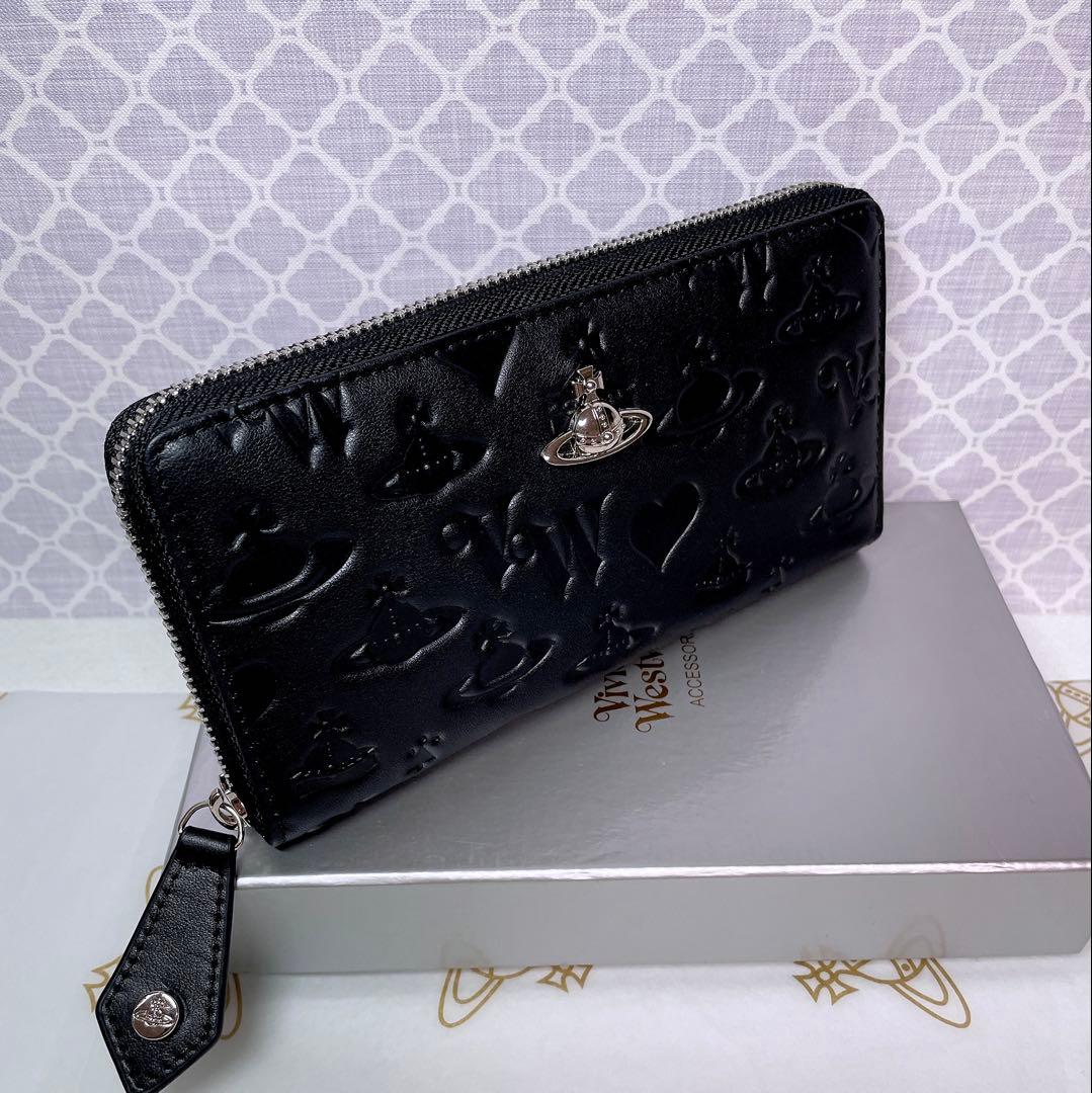 【内側に素敵な柄✩】Vivienne Westwood 長財布 マット 黒