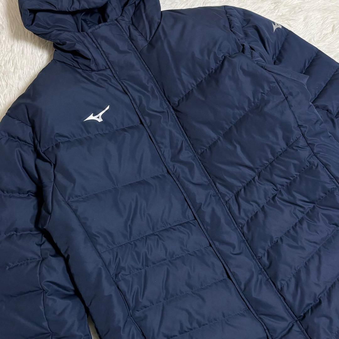 Mizuno ベンチコート ロング ダウン90% フード付 男女 ネイビー XL