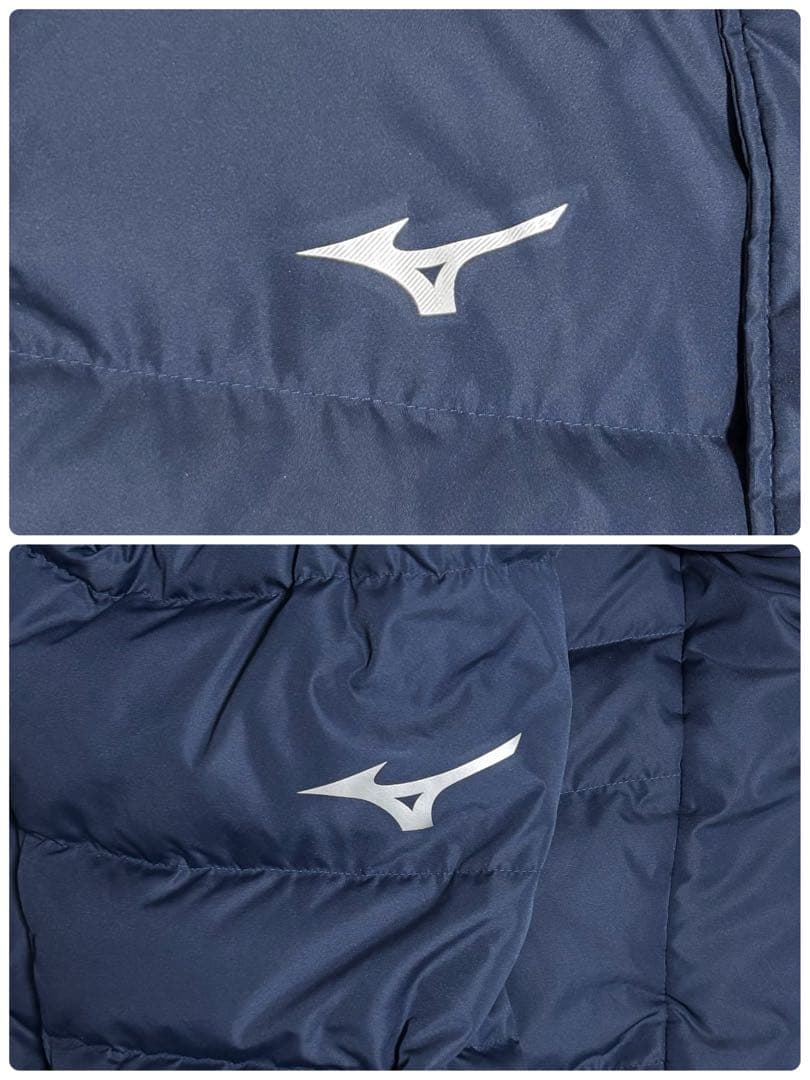 Mizuno ベンチコート ロング ダウン90% フード付 男女 ネイビー XL