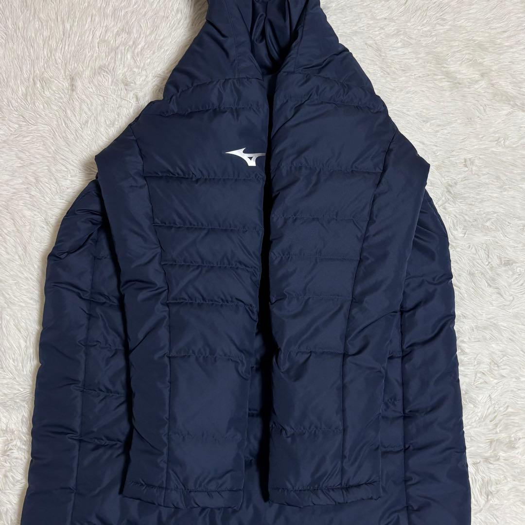 Mizuno ベンチコート ロング ダウン90% フード付 男女 ネイビー XL