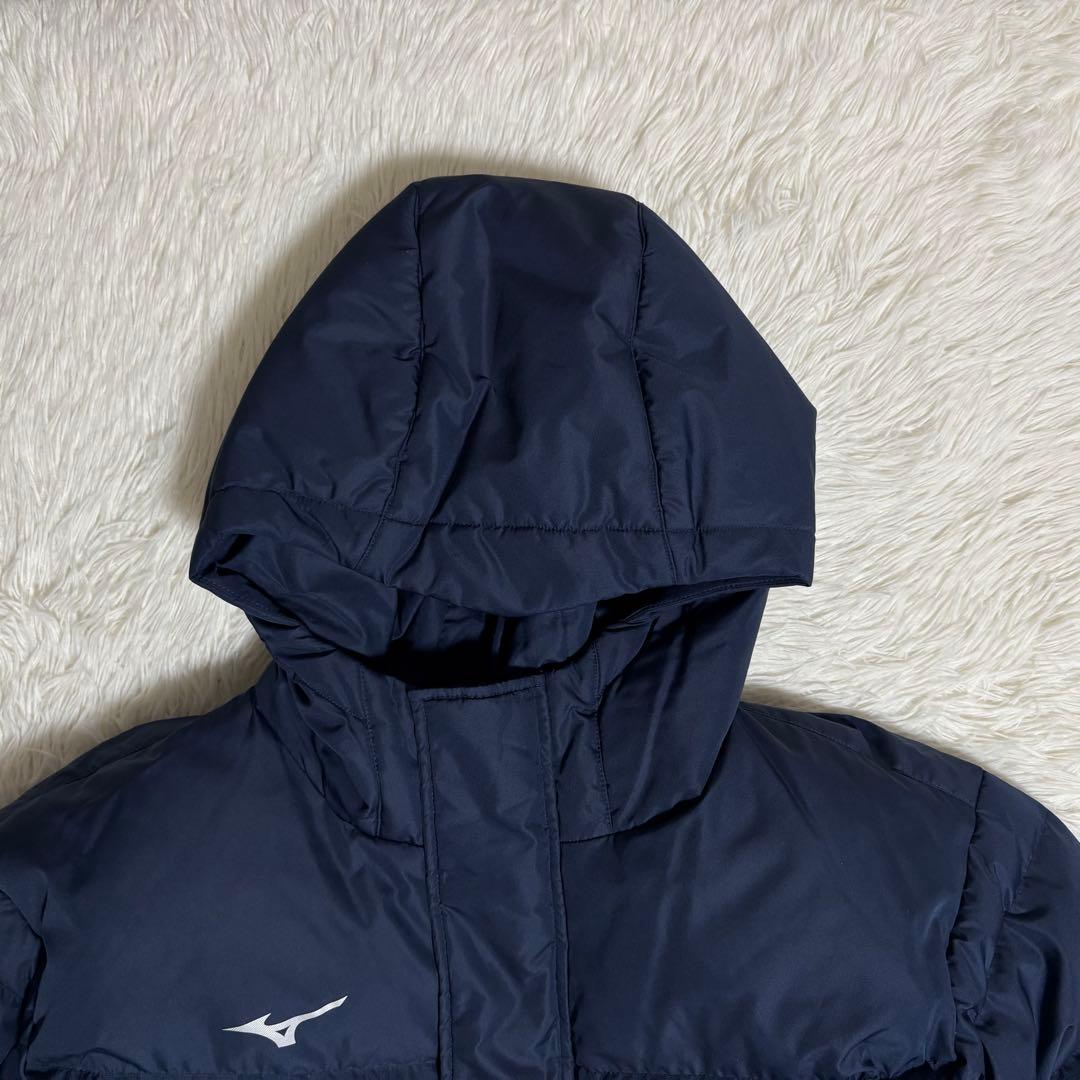 Mizuno ベンチコート ロング ダウン90% フード付 男女 ネイビー XL