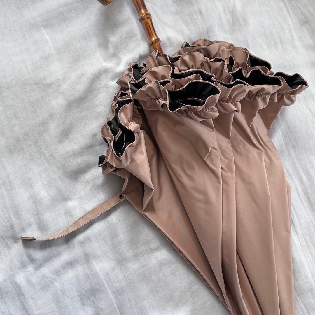 長傘　Mサイズ　フリル　ピンク【サンバリア100】