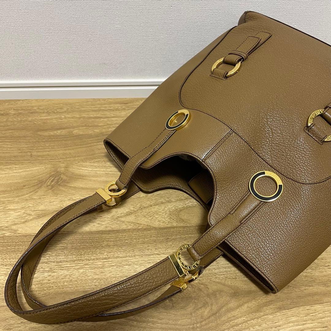 《美品》BVLGARI （ブルガリ）レザー トートバッグ ブラウン