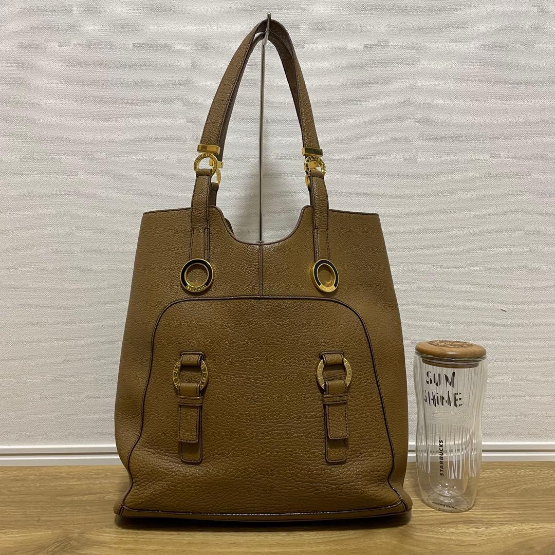 《美品》BVLGARI （ブルガリ）レザー トートバッグ ブラウン