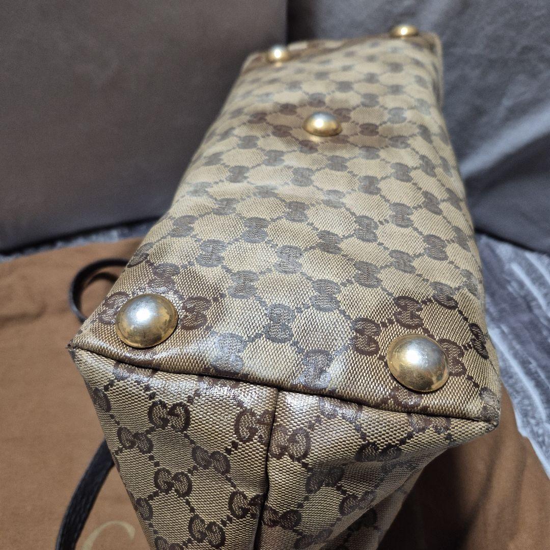GUCCI GGキャンバス トートバッグ ゴールドスタッズ