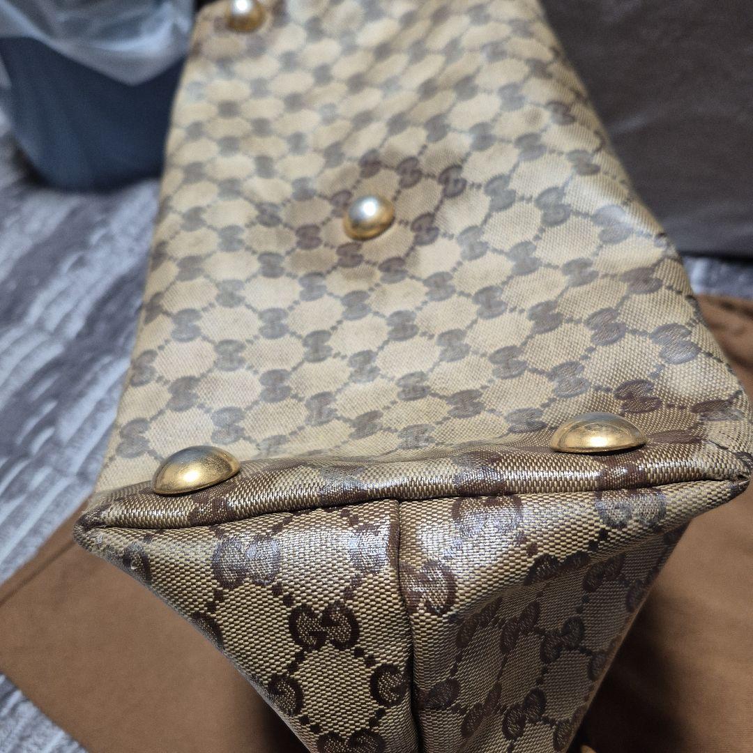 GUCCI GGキャンバス トートバッグ ゴールドスタッズ
