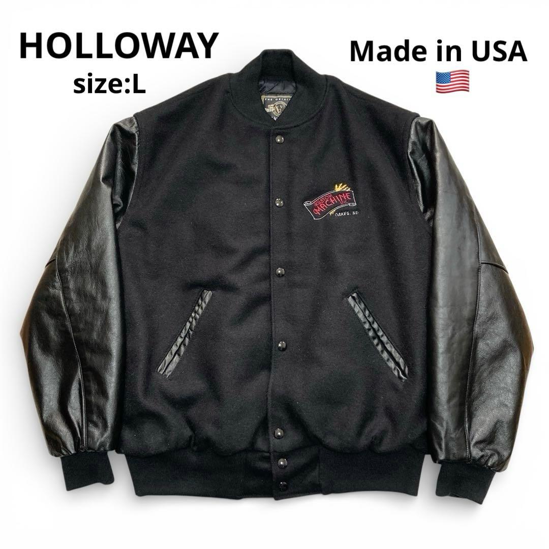 HOLLOWAY ホロウェイ ブラック ウール レザー スタジャン L USA製