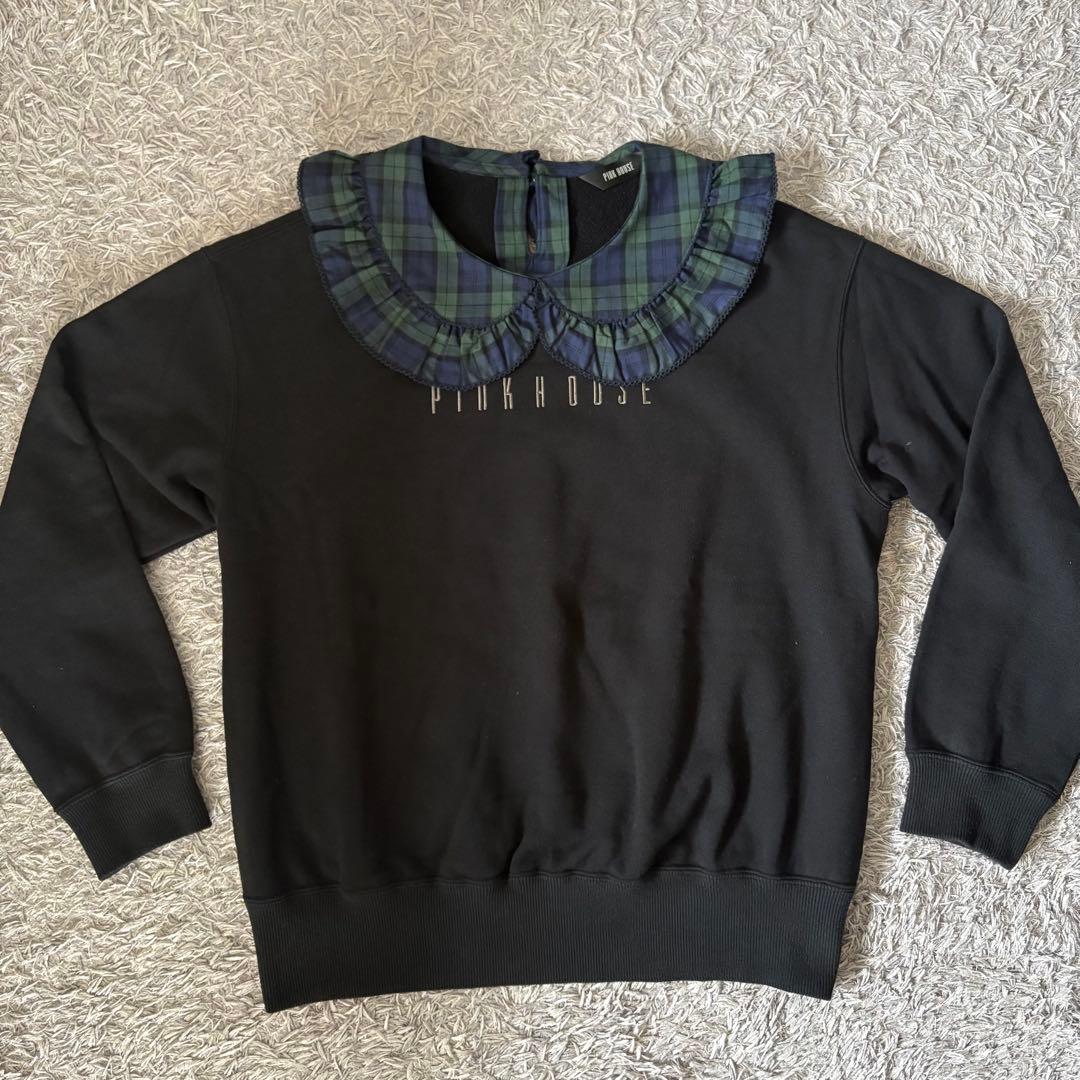 【美品】完売モデル PINKHOUSE タータンチェック衿付きロゴトレーナー