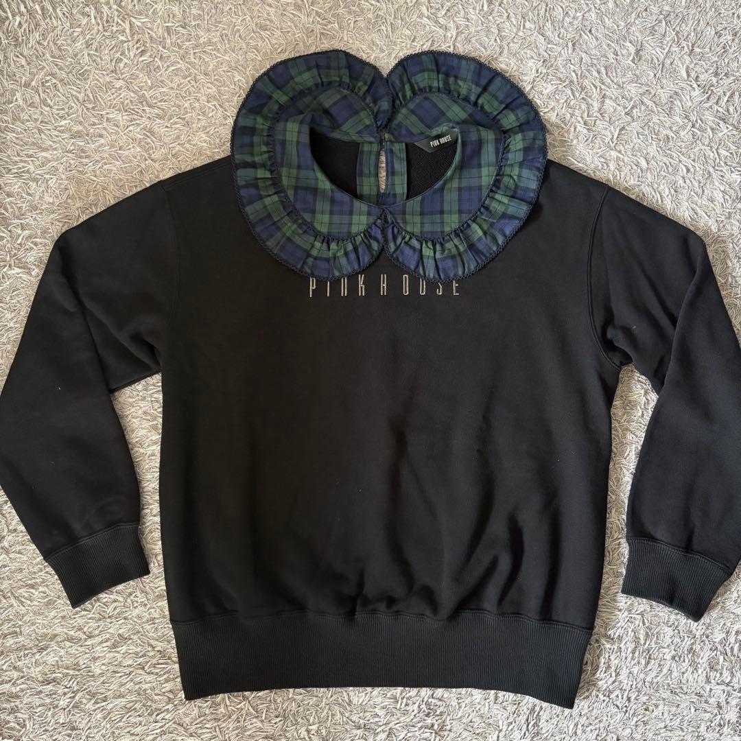 【美品】完売モデル PINKHOUSE タータンチェック衿付きロゴトレーナー